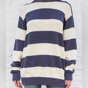 Brandy Melville ivory and blue brianna cotton thick stripe sweater.